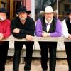 Jim has been a performer with the Diamond W Wranglers (formerly the Prairie Rose Wranglers)  since 1999.  In 2007 they moved their musical home to the Old Cowtown Museum in Wichita.  Pictured here (l-r) are Steve Crawford, Stu Stuart, Jim, and Chip Worthington.